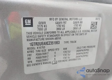 2012 GMC Sierra 1500 Sl from USA, damaged, VIN 1GTR2UEA8CZ351863